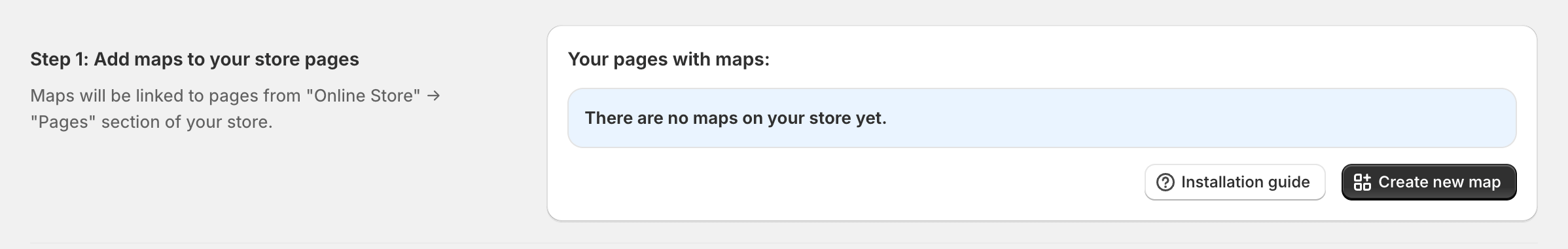 Create new map button highlighted in Omnium Maps dashboard to start adding store locator maps