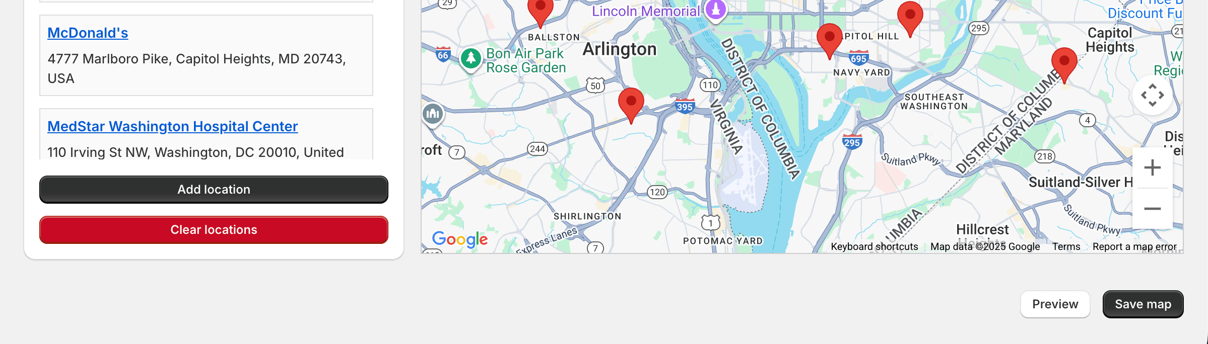 Save map button in Omnium Maps editor to finalize and publish store locator configuration