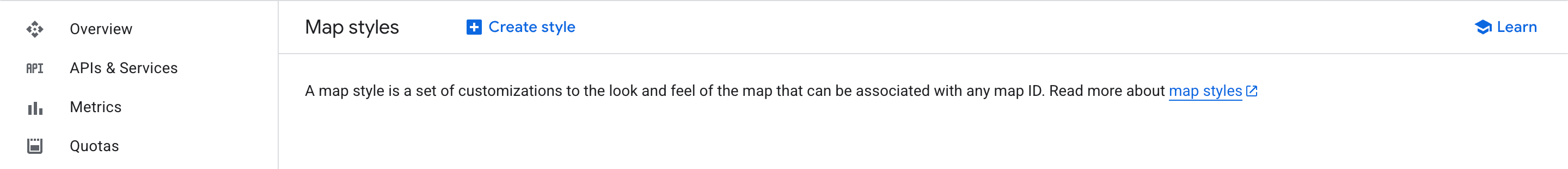 Styling Studio dashboard header with the Create style control highlighted