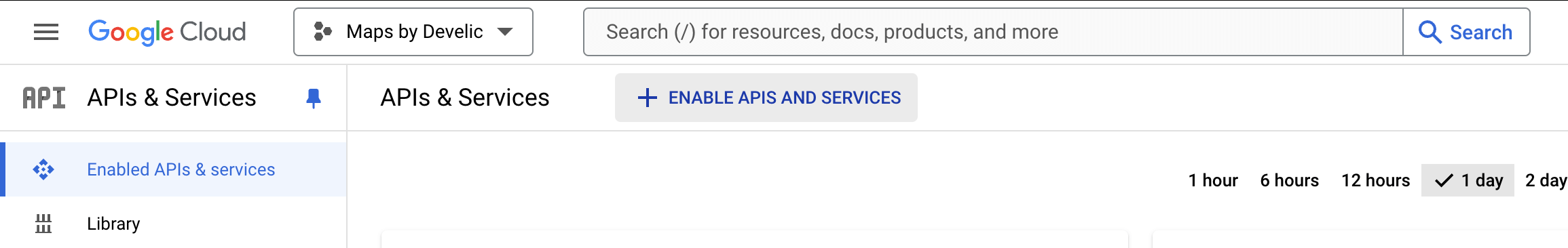 Enable APIs and Services button in Google Cloud Console