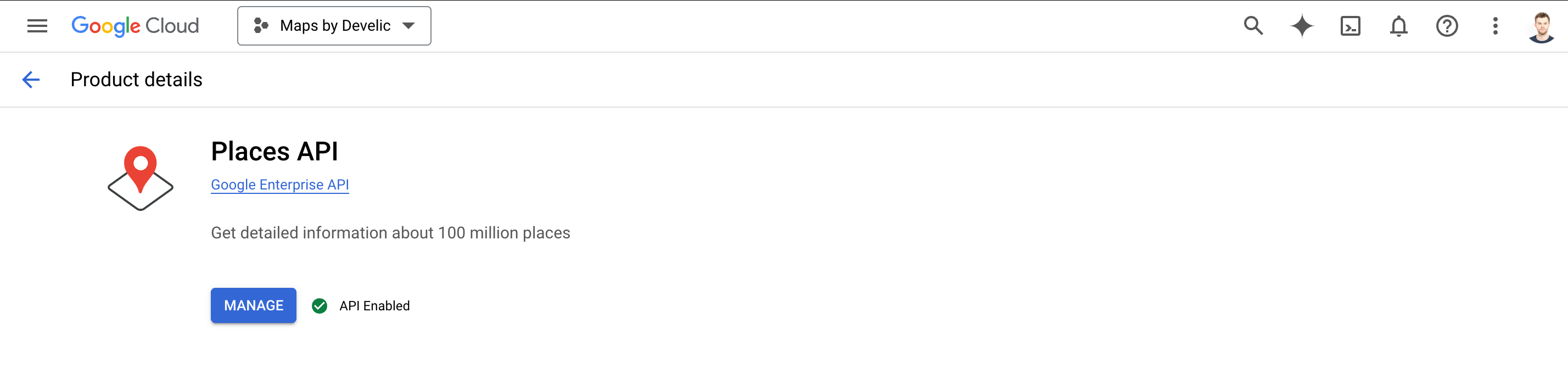 Enabling Places API in Google Cloud Console API Library